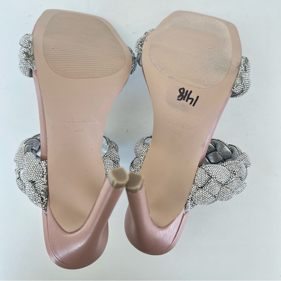 ♦️SOLD♦️STEVE MADDEN Kelley Silver Rhinestone Crystal Braided Beige Heels Sandal - Picture 10 of 16